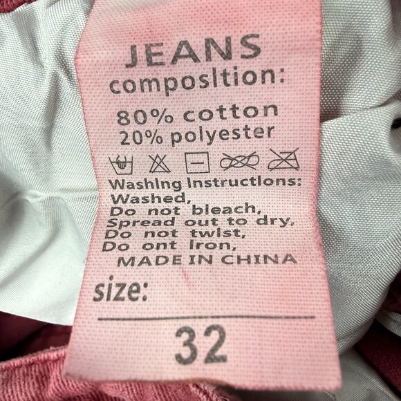 WEEN CHARM Mens Red Distressed Moto Biker / Skater Jeans Slim 32 Grunge Thrashed - Picture 5 of 10